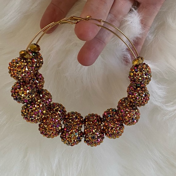 Shambala Oversize Beaded Hoops Copper earrings - Picture 5 of 5